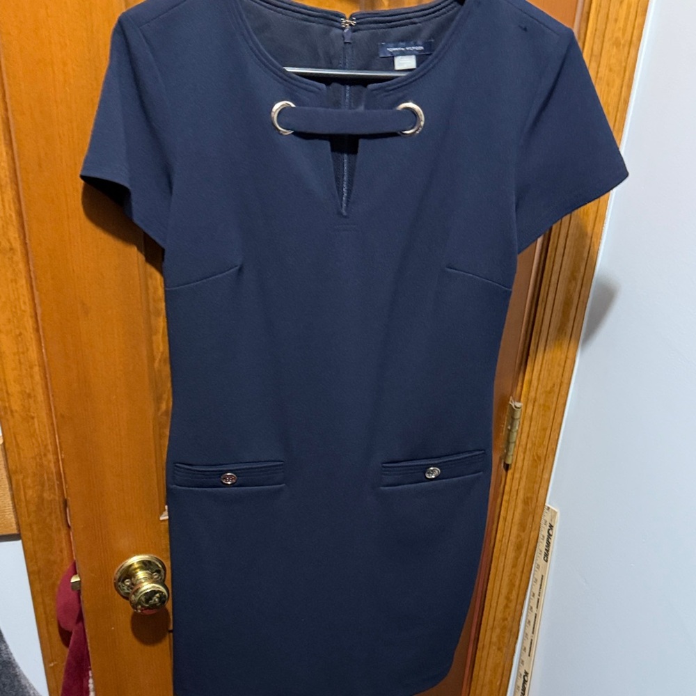 Tommy Hilfiger Navy Mini Dress with Gold Accents